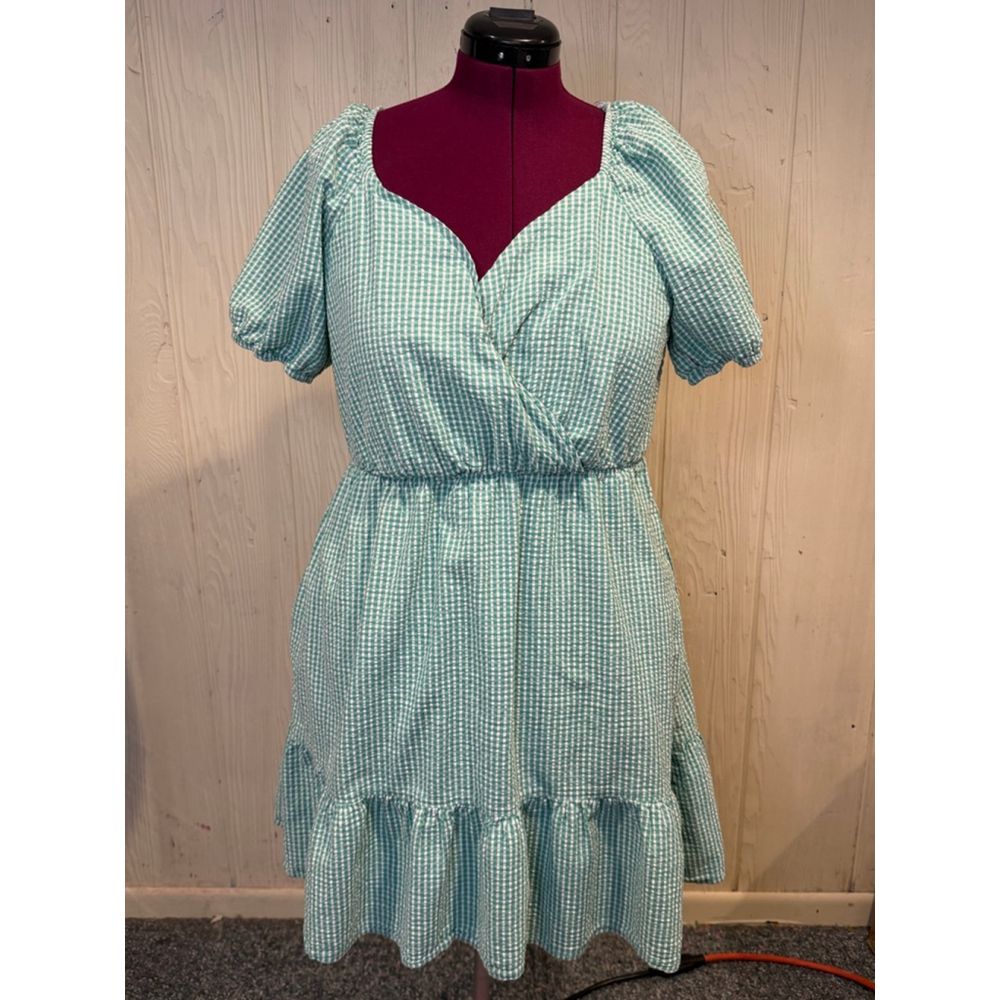 Draper James RSVP Green & White Gingham Mini Dress XL